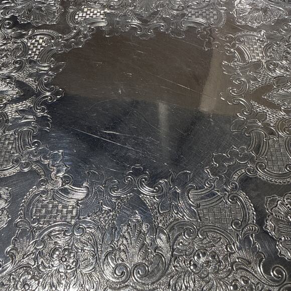 VTG Wilcox WM C Silverplate Tray Rococo Scroll Engraved Border 10” - Picture 3 of 7